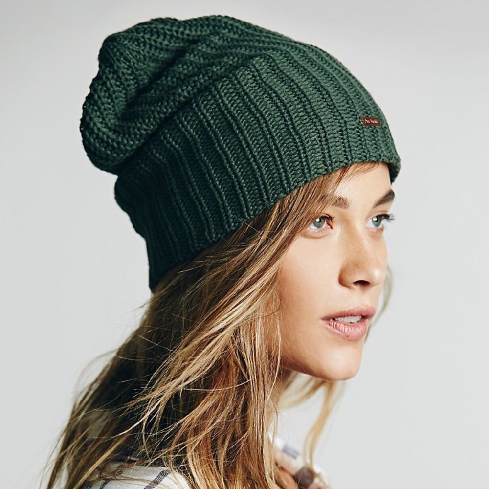 Green Free People capsule beanie